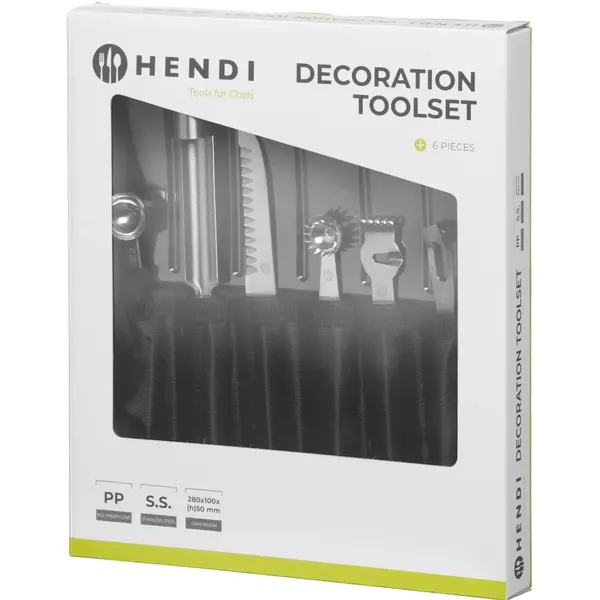 Decoratiemessenset | RVS | Zwart | 6 Stuks | Incl. Foudraal | 280x100x50(h)mm