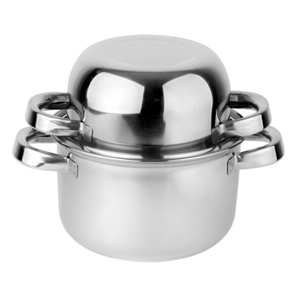 Mosselpan | RVS | Div. Warmtebronnen | Incl. Deksel | Ø180x110(h)mm