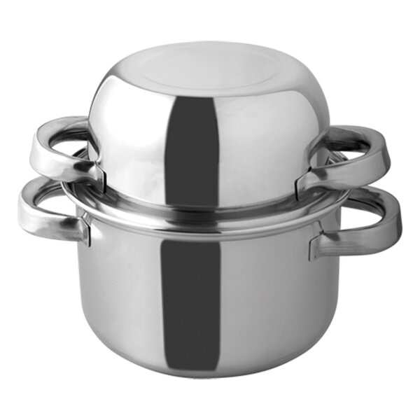 Mosselpan | RVS | Div. Warmtebronnen | Incl. Deksel | Ø200x120(h)mm