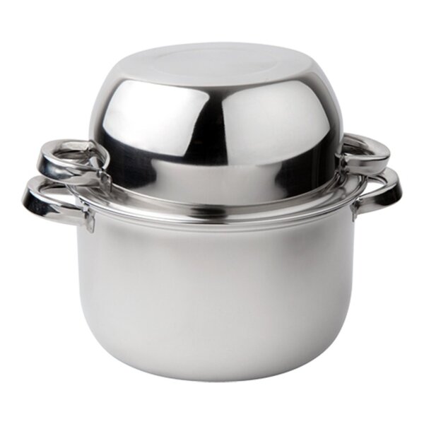 Mosselpan | RVS | Div. Warmtebronnen | Incl. Deksel | Ø220x140(h)mm