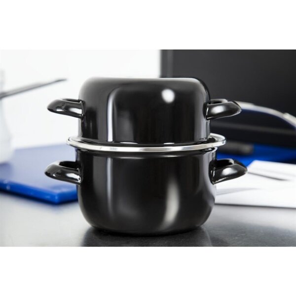 Mosselpan | Geëmailleerd | Oven | Incl. Deksel | Ø140x130(h)mm