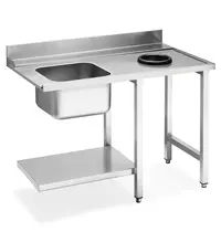 SMEG Aanvoertafel (Rechts) | ECOLINE/EASYLINE | RVS | 1 Spoelbak (Links) + Afvalgat | Bodemschap | Achteropstand | 1200x720x821/921(h)mm