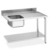 SMEG Aanvoertafel (Rechts) | ECOLINE/EASYLINE | RVS | 1 Spoelbak (Links) | Bodemschap | Achteropstand | 1200x720x821/921(h)mm