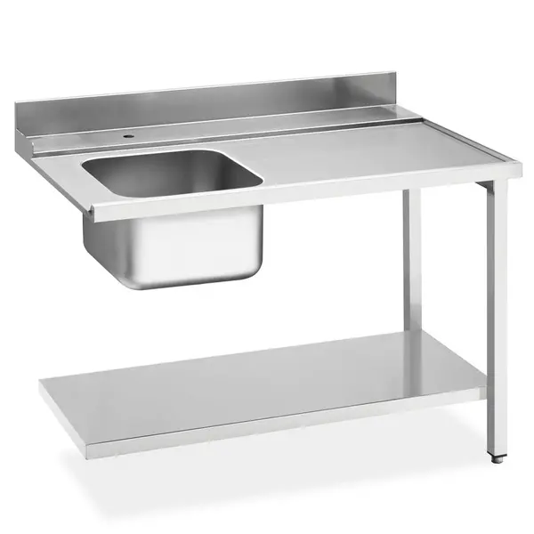 Aanvoertafel (Rechts) | ECOLINE/EASYLINE | RVS | 1 Spoelbak (Links) | Bodemschap | Achteropstand | 1200x720x821/921(h)mm