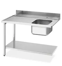 SMEG Aanvoertafel (Links) | ECOLINE/EASYLINE | RVS | 1 Spoelbak (Rechts) | Bodemschap | Achteropstand | 1200x720x821/921(h)mm 