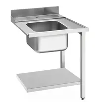 SMEG Aanvoertafel (Rechts) | ECOLINE/EASYLINE | RVS | 1 Spoelbak (Midden) | Bodemschap | Achteropstand | 700x720x821/921(h)mm