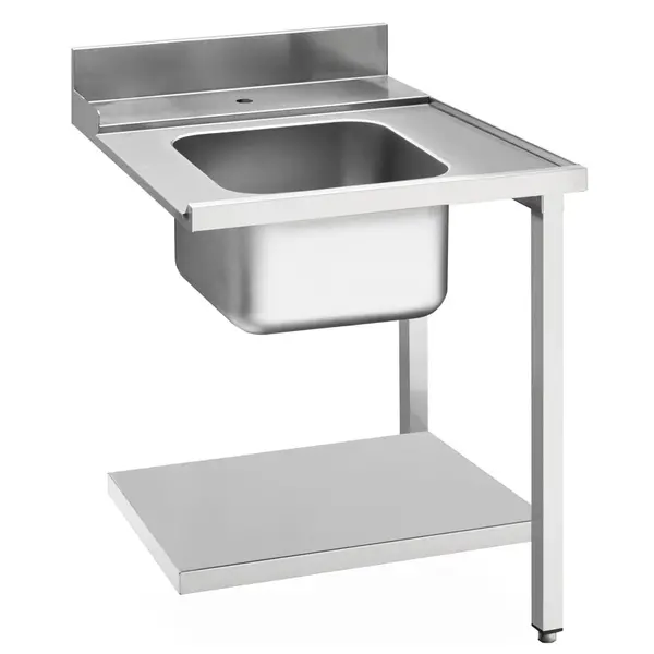 Aanvoertafel (Rechts) | ECOLINE/EASYLINE | RVS | 1 Spoelbak (Midden) | Bodemschap | Achteropstand | 700x720x821/921(h)mm