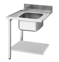 SMEG Aanvoertafel (Links) | ECOLINE/EASYLINE | RVS | 1 Spoelbak (Midden) | Bodemschap | Achteropstand | 700x720x821/921(h)mm