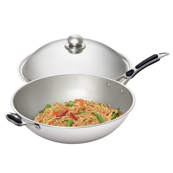 Wokpan | RVS | Div. Warmtebronnen | Ronde Bodem | Incl. Deksel | Ø360x110(h)mm