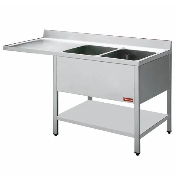 Spoeltafel | 2 Kuipen 400x500x275(h)mm + 1 Druipvlak | 1600x700x880/900(h)mm