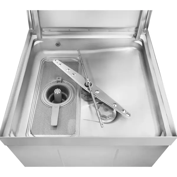 Doorschuifvaatwasser | EASYLINE | Mand 600/500x500 | Afvoerpomp | Zeeppomp | Naglanspomp | Ontharder | Breaktank | 400V | 734x750x1523/2138(h)mm