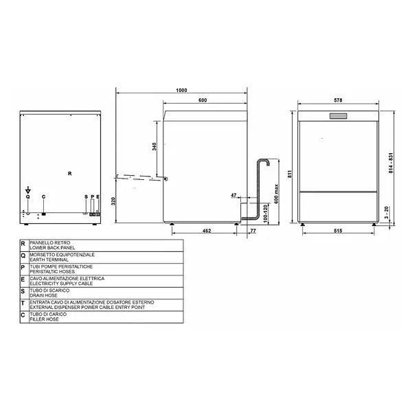 Horeca Vaatwasser | ECOLINE | Mand 500x500 | Afvoerpomp | Zeeppomp | Naglanspomp | Breaktank | 400V | 578x600x814(h)mm