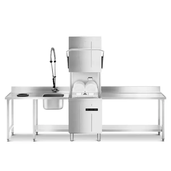 Doorschuifvaatwasser | ECOLINE | Mand 500x500 | Afvoerpomp | Zeeppomp | Naglanspomp | Ontharder | Breaktank | 400V | 634x750x1440/2055(h)mm