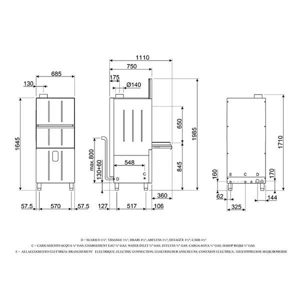 Pannen-/Pottenwasser | Mand 570x570 | Afvoerpomp | Zeeppomp | Naglanspomp | Breaktank | 400V | 685x750x1710/1985(h)mm