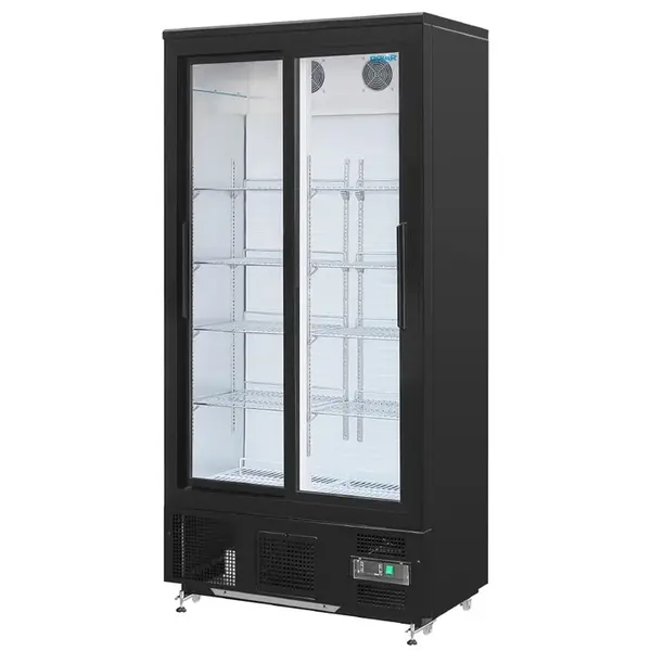 Drankenkoeling | 490L | Zwart | +2°C/+8°C | Geventileerd | 0.25kW | Schuifdeuren | Wielen | 920x514x1880(h)mm