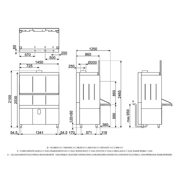 Pannen-/Pottenwasser | Mand 1320x600 | Afvoerpomp | Zeeppomp | Naglanspomp | Breaktank | 400V | 1450x860x2100/2465(h)mm