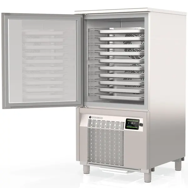 Blastchiller | GOURMET | 10 Niveaus (EN/GN) | 42kg Koelen / 33kg Vriezen | 2.08kW (230V) | Touchscreen | 800x800x1590(h)mm