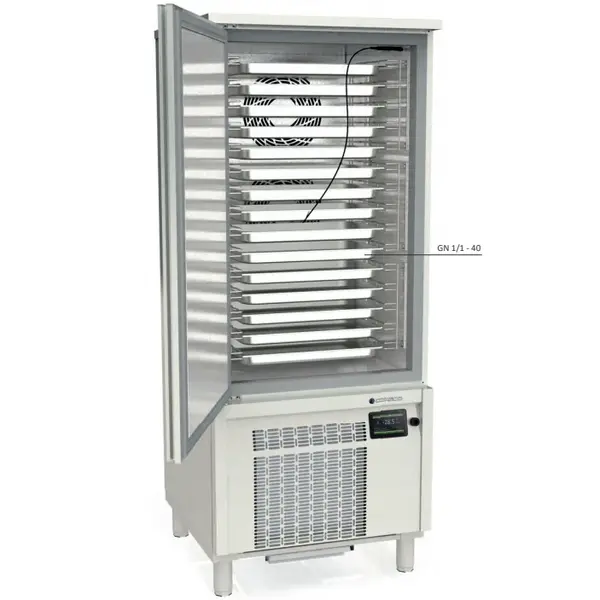 Blastchiller | GOURMET | 15 Niveaus (EN/GN) | 63kg Koelen / 37kg Vriezen | 2.68kW (230V) | Touchscreen | 800x800x1920(h)mm