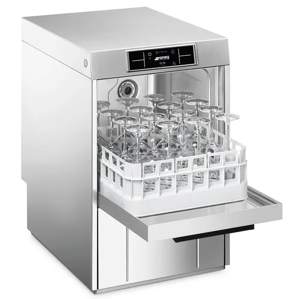 Glazenspoelmachine | PURA | Mand 400x400 | Afvoerpomp | Zeeppomp | Naglanspomp | Ontharder | Breaktank | 400V | Touchscreen + App | Dubbelwandig | 460x600x705(h)mm