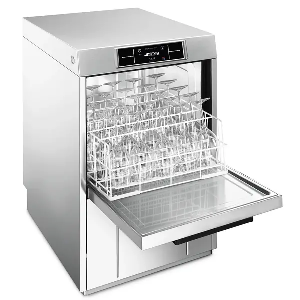 Glazenspoelmachine | PURA | Mand 400x400 | Afvoerpomp | Zeeppomp | Naglanspomp | Ontharder | Breaktank | 400V | Touchscreen + App | Dubbelwandig | 460x600x705(h)mm