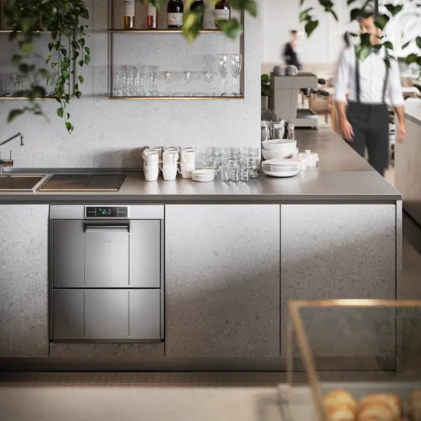 Glazenspoelmachine | PURA | Mand 500x500 | Afvoerpomp | Zeeppomp | Naglanspomp | Breaktank | 400V | Touchscreen + App | Dubbelwandig | 600x600x722(h)mm