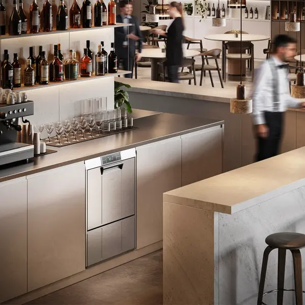 Horeca Vaatwasser | PURA | Mand 500x500 | Afvoerpomp | Zeeppomp | Naglanspomp | Ontharder | Breaktank | 400V | Touchscreen + App | Dubbelwandig | 600x600x822(h)mm