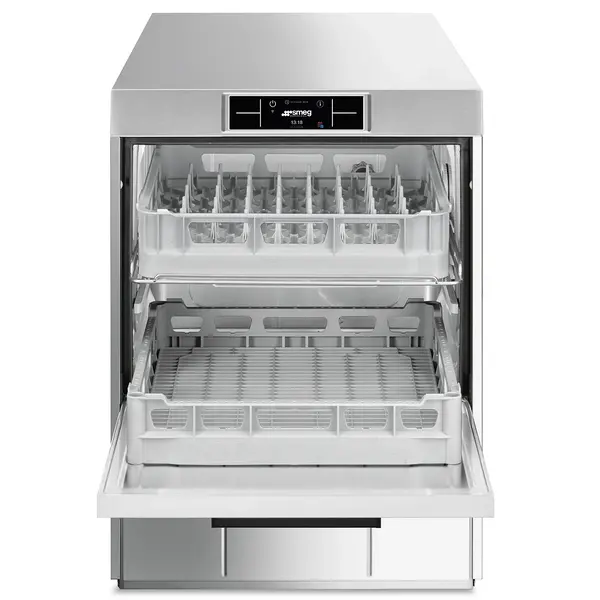 Horeca Vaatwasser | PURA | Mand 2x 500x500 (Dubbele Belading) | Afvoerpomp | Zeeppomp | Naglanspomp | Breaktank | 400V | Touchscreen + App | Dubbelwandig | 600x600x822(h)mm