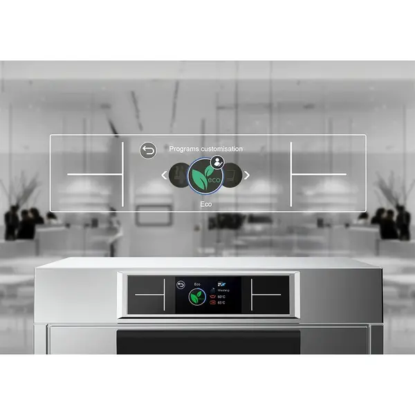 Horeca Vaatwasser | PURA | Hoog Model | Mand 500x500 | Afvoerpomp | Zeeppomp | Naglanspomp | Breaktank | 400V | Touchscreen + App | Dubbelwandig | 600x600x1315(h)mm