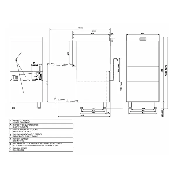 Dienbladen Vaatwasser | PURA | Hoog Model | Mand 500x500 | Afvoerpomp | Zeeppomp | Naglanspomp | Breaktank | 400V | Touchscreen + App | Dubbelwandig | 600x690x1315(h)mm