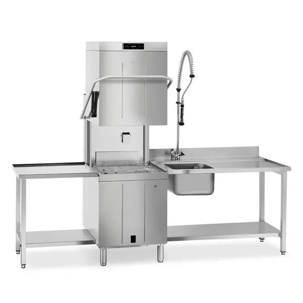 Doorschuifvaatwasser | PURA | Mand 500x500 | Afvoerpomp | Zeeppomp | Naglanspomp | Breaktank | 400V | Touchscreen + App | Dubbelwandig | 634x831x1523/2138(h)mm