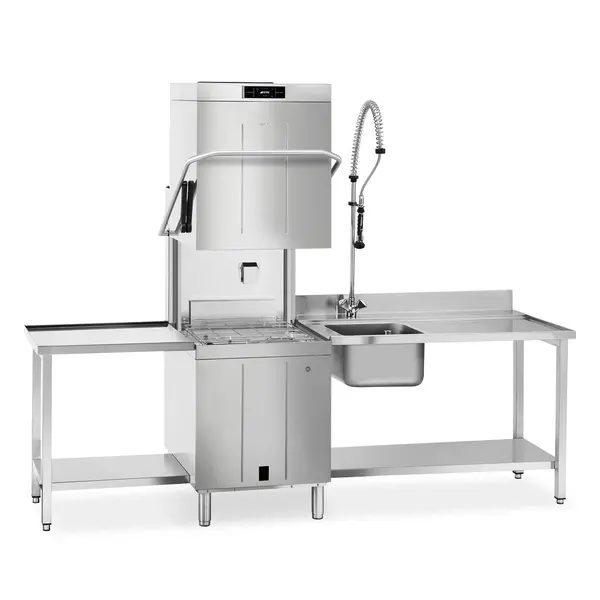 Doorschuifvaatwasser | PURA | Energiezuinig (Warmteterugwinning) | Mand 500x500 | Afvoerpomp | Zeeppomp | Naglanspomp | Breaktank | 400V | Touchscreen + App | Dubbelwandig | 634x831x1523/2138(h)mm