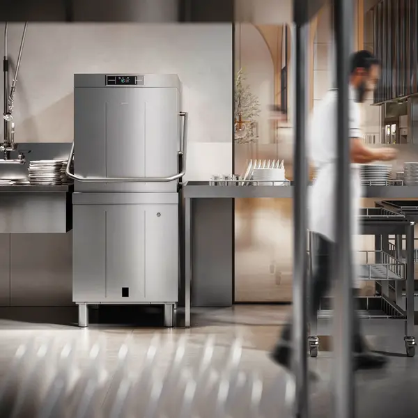 Doorschuifvaatwasser | PURA | Energiezuinig (Warmteterugwinning) | Mand 500x500 | Afvoerpomp | Zeeppomp | Naglanspomp | Ontharder | Breaktank | 400V | Touchscreen + App | Dubbelwandig | 634x831x1523/2138(h)mm