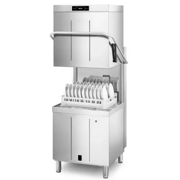 Doorschuifvaatwasser | PURA | Mand 600/500x500 | Afvoerpomp | Zeeppomp | Naglanspomp | Breaktank | 400V | Touchscreen + App | Dubbelwandig | 734x831x1523/2138(h)mm