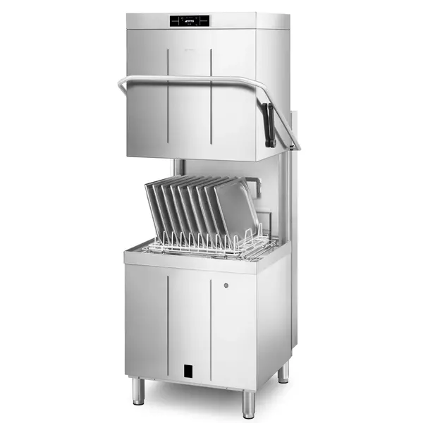 Doorschuifvaatwasser | PURA | Mand 600/500x500 | Afvoerpomp | Zeeppomp | Naglanspomp | Breaktank | 400V | Touchscreen + App | Dubbelwandig | 734x831x1523/2138(h)mm