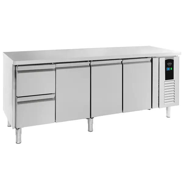 Koelwerkbank | ENERGY LINE | 393L | 3 Deuren + 2 Laden (1/1 GN) | +2°C/+8°C | Geforceerd | 2230x700x860(h)mm