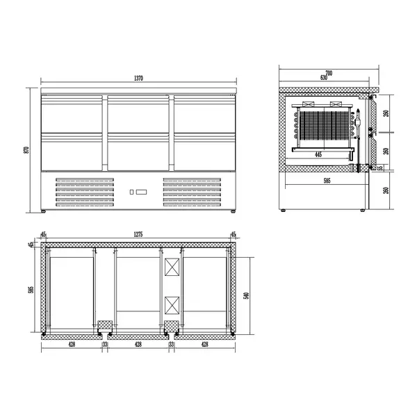 Koelwerkbank | ENERGY LINE | Energiezuinig | 400L | 6 Laden (1/1 GN) | +2°C/+8°C | Geforceerd | 1368x700x870(h)mm