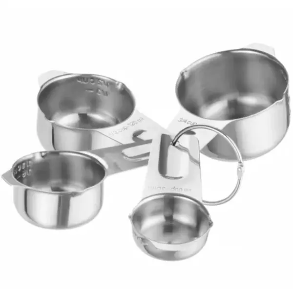 Maatkommen | RVS | 4 stuks | 30ml, 80ml, 120ml, 180ml | 135x80x45(h)mm