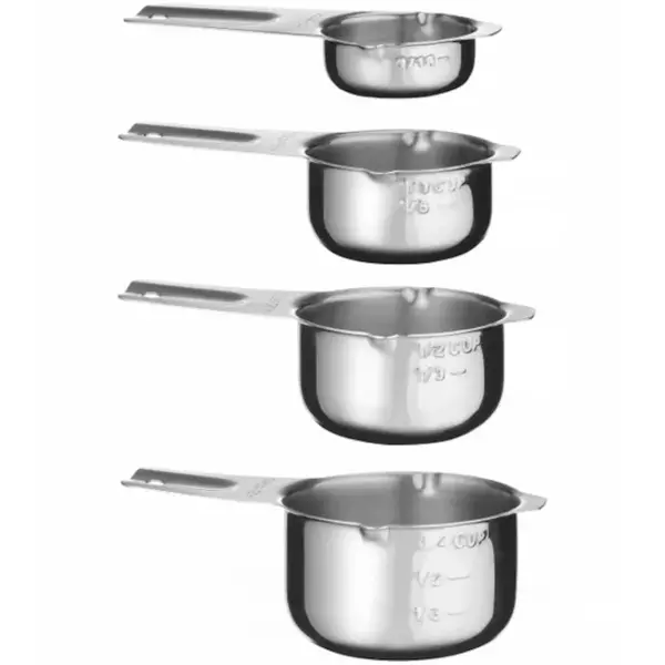 Maatkommen | RVS | 4 stuks | 30ml, 80ml, 120ml, 180ml | 135x80x45(h)mm