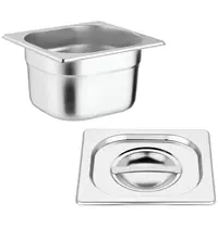 Vogue GN bakken RVS set met deksel 1/6 - 6,8L | 4 stuks | 176x162x100(h)mm