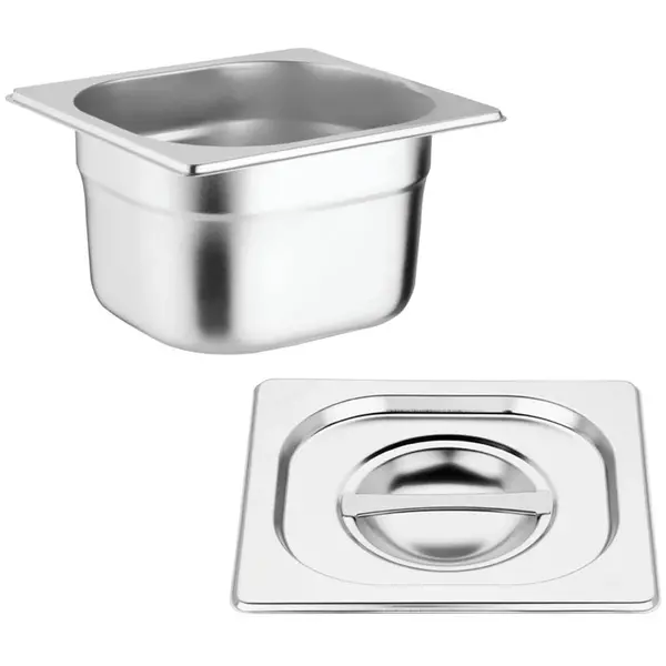GN bakken RVS set met deksel 1/6 - 6,8L | 4 stuks | 176x162x100(h)mm