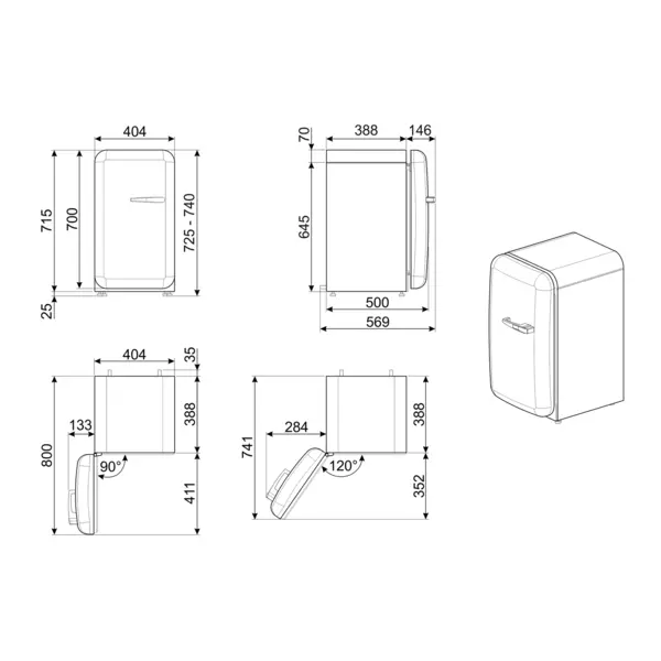 Minibar | FAB5 | 34L | Div. Pastelkleuren | Statisch | 404x500x725(h)mm