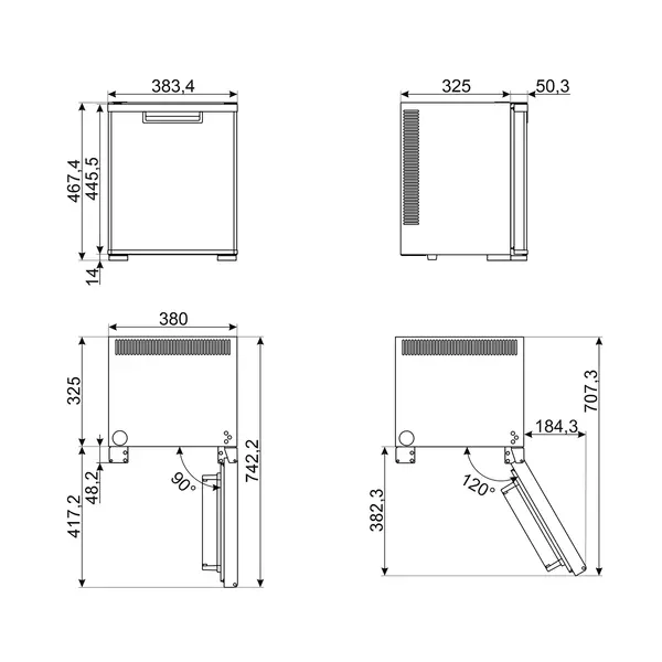 Minibar | MTE | 30L | Zwart | Thermo-Elektrisch | 384x375x468(h)mm