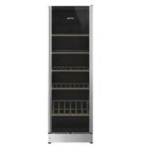 SMEG Wijnkoelkast | CLASSICA | 368L (197x 75cl) | RVS/Zwart | 1 Zone | +5°C/+22°C | Geforceerd | Temperatuur-/Deuralarm | 595x595x1850(h)mm 