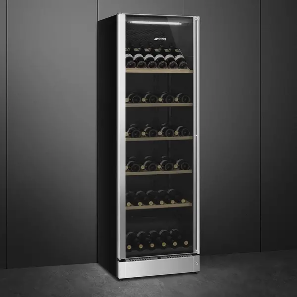 Wijnkoelkast | CLASSICA | 368L (197x 75cl) | RVS/Zwart | 1 Zone | +5°C/+22°C | Geforceerd | Temperatuur-/Deuralarm | 595x595x1850(h)mm