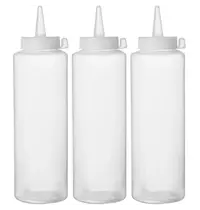 HENDI Doseerflessen | Kunststof | Transparant | 200ml | Afsluitdop | 3 Stuks | Ø50x185(h)mm