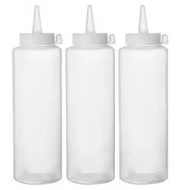 HENDI Doseerflessen | Kunststof | Transparant | 350ml | Afsluitdop | 3 Stuks | Ø55x205(h)mm