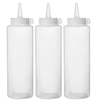 HENDI Doseerflessen | Kunststof | Transparant | 700ml | Afsluitdop | 3 Stuks | Ø70x240(h)mm