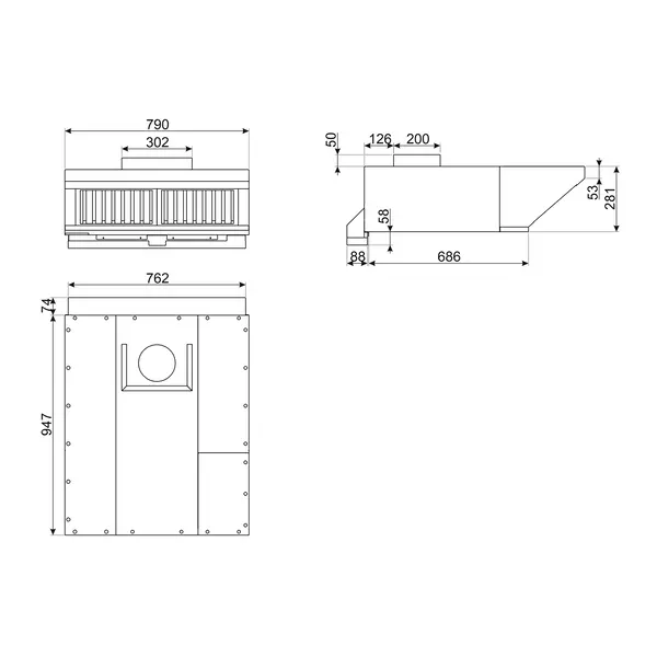 Condensatie-Afzuigkap | GALILEO | Incl. Motor | 900 m³/u | 0.21kW (230V) | 790x1021x281(h)mm