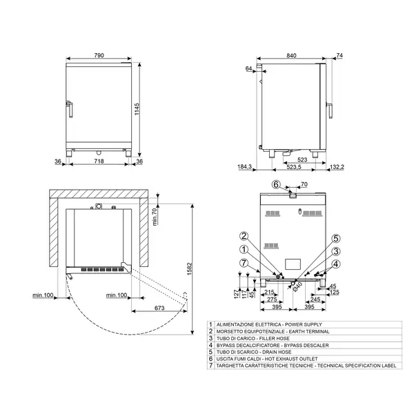 Combisteamer | GALILEO | Elektrisch | 10 Niveaus (1/1 GN) | 30°C/270°C | 14.5kW (400V) | Zelfreiniging + Handdouche | Touchscreen | 790x840x1145(h)mm