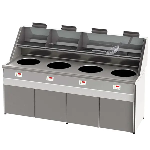 Friteuse | SANTANA | Propaangas | 18+18+18+18L | 72kW | Elektrische Ontsteking (230V) | Aftapkranen | Interne Afzuiging | 2200x1036x870/1346(h)mm